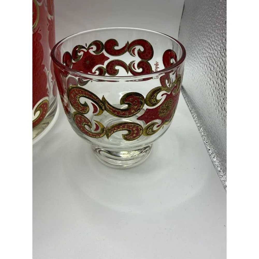 Starlyte Roly Poly MCM Cocktail Nuts Candy Red With Gold Pattern Set Of 4